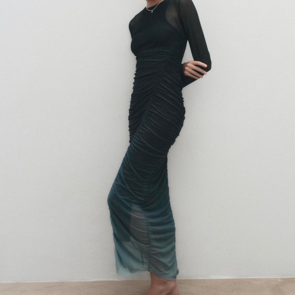 ZARA Printed Tulle Maxi Dress XL
